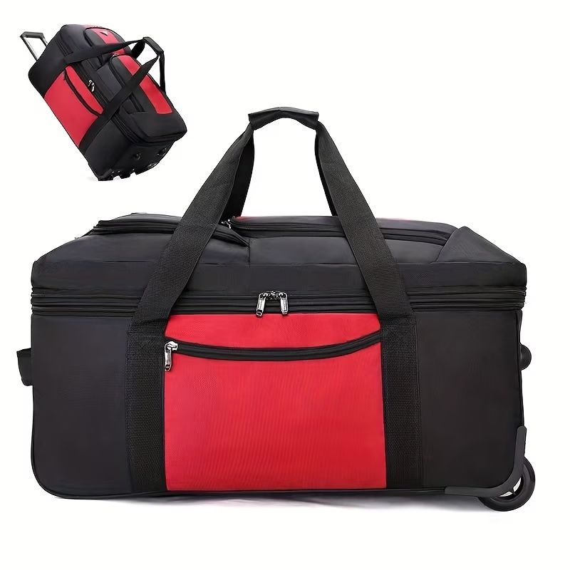 Large Capacity Expandable Travel Bag, Can Be Carried as a Backpack, Pulled on Wheels, or Handheld, Dual-Use as a Shoulder Bag or Backpack