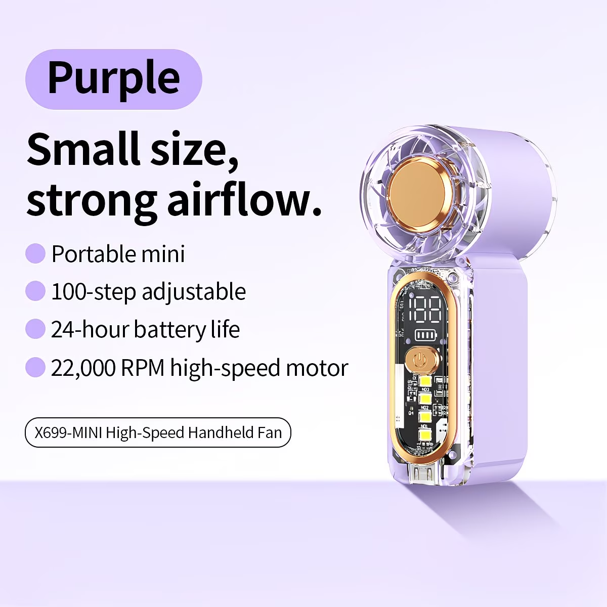 Ultra-Quiet Mini Fan, Low Noise Operation, Ultra-Long Life, Mini Size, Pocket-Sized, Portable, Suitable for Dormitories, Classrooms, Libraries, Mini Compressible Fan, Lightweight Design, 22000 RPM High-Speed Airflow