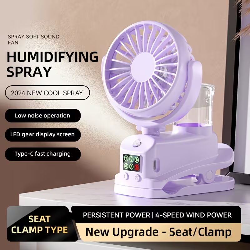 This Is a 2-In-1 Fan And Humidifier, Featuring a Portable Desktop Fan with 4 Adjustable Speeds And 2 Humidity Levels. It Operates Silently at 360 Degrees