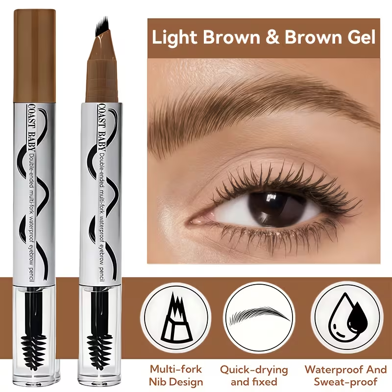 Dual-Effect Quick-Result Waterproof Eyebrow Pencil: Multi-branch Brush Head Design for Defining Each Eyebrow Hair with a Single Stroke + Precise Hairline Filling. Waterproof, Long-lasting Color That Resists Smudging. Three-dimensional Hair-like Flow