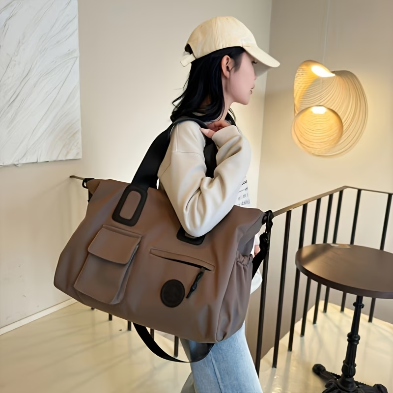 Chic Large Capacity Travel Duffle Bag - Lightweight, Portable Luggage with Shoe Compartment & Wet Pocket for Gym, Fitness, and Overnight Trips - Available in Coffee, Cream, Black - For Men & Women - Perfect for Travel & Fitness Enthusiasts - Ideal