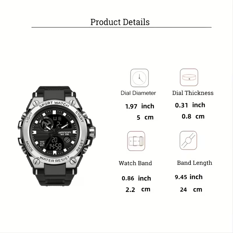 Youth Watch for Men, High-End Sports Trendy Multifunctional Luminous Alarm Clock Electronic Watch, Black Technology, Unisex Wristwatch