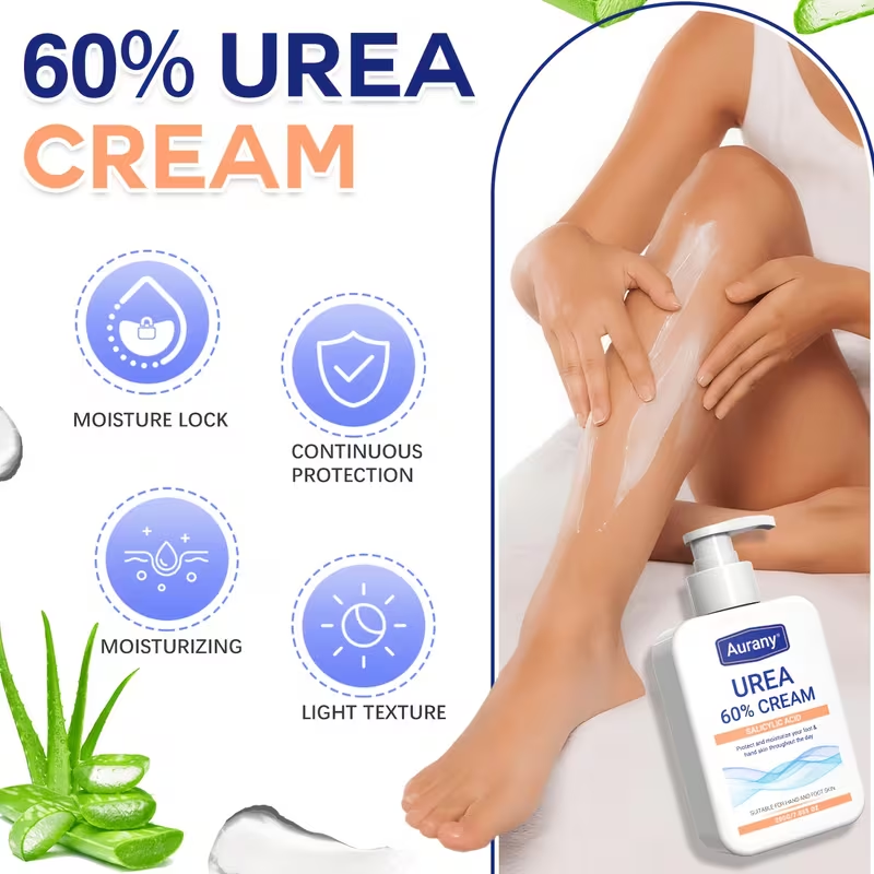 Of Cream with 60% Urea, Designed for Hands And Feet, Enriched with Salicylic Acid, Aloe Vera, Jojoba, And Tea Tree, Providing Long-Lasting Hydration for Dry Skin on Hands, Feet, And Elbows Throughout The Day
