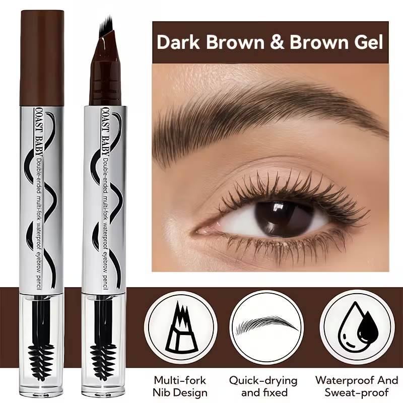 Dual-Effect Quick-Result Waterproof Eyebrow Pencil: Multi-branch Brush Head Design for Defining Each Eyebrow Hair with a Single Stroke + Precise Hairline Filling. Waterproof, Long-lasting Color That Resists Smudging. Three-dimensional Hair-like Flow