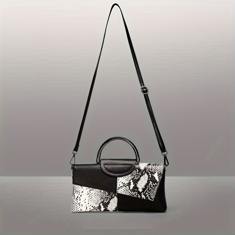 PU Synthetic Faux Leather Women'S Shoulder Crossbody Bag Fashion Alligator Pattern Flap Handbag