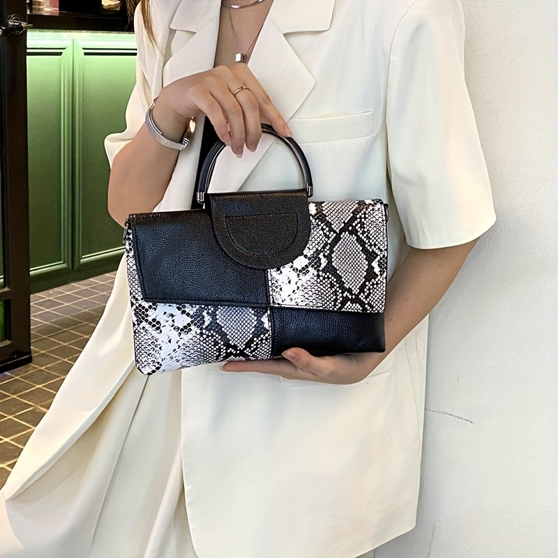 PU Synthetic Faux Leather Women'S Shoulder Crossbody Bag Fashion Alligator Pattern Flap Handbag