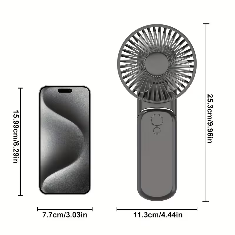 6000mAh Portable Handheld Fan 180° Foldable 5 Speeds Adjustable [6-22h Working Time] USB Rechargeable Small Desk Fan Foldable Personal Cooling Fan for Travel/Summer/Outdoor/Home/Office