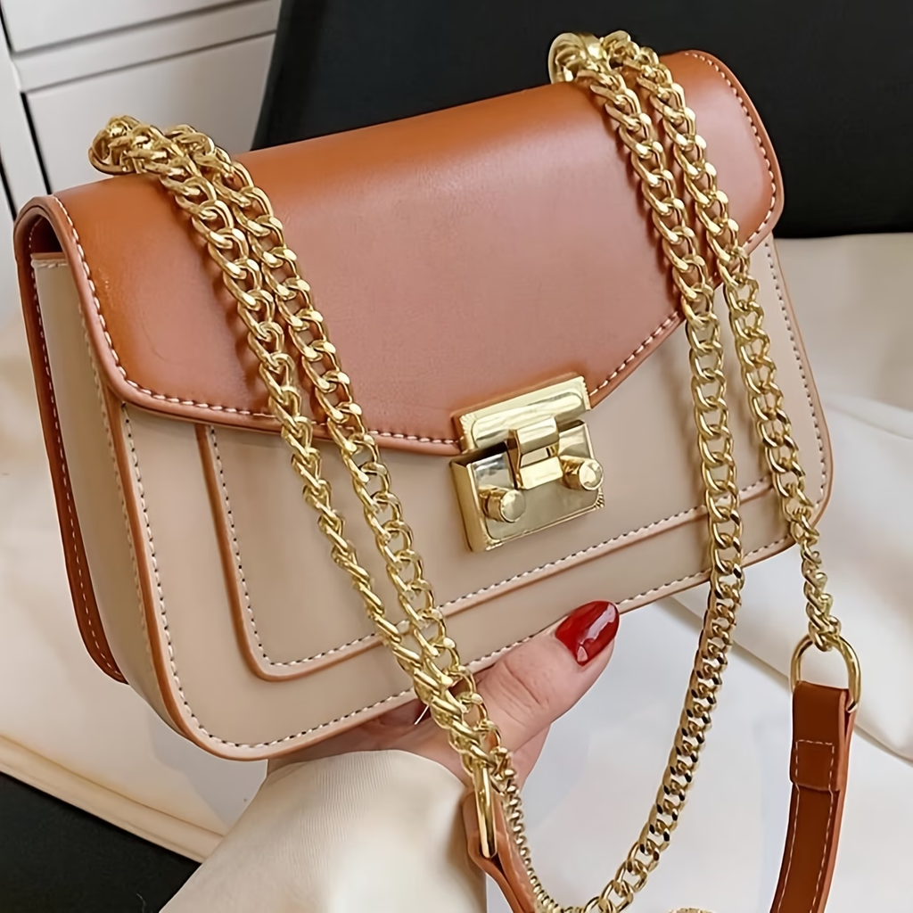 Mini Push Lock Chain Decorative Flap Square Bag, Shoulder Bag, Clutch, Easy And Classic, Stylish Small Bag, Square Bag, for Female Stars, Women, Couple Travel, Work Office, Party, Weekend Getaway, Essential for Travel And Vacations