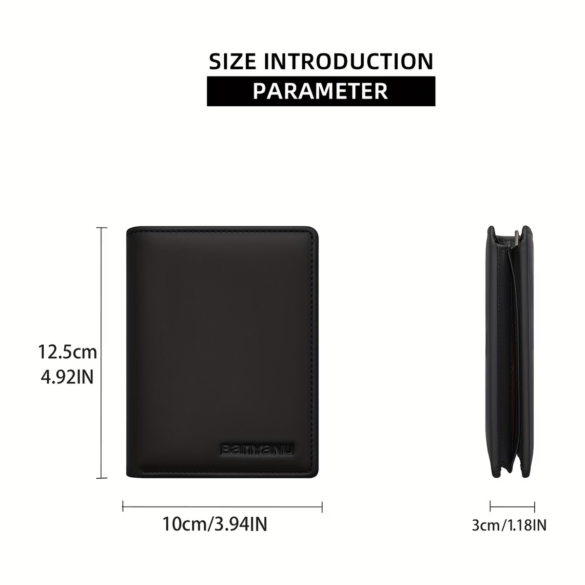 Genuine Leather Three-Fold Wallet for Men, 13 Card Slots with Anti-Theft Feature