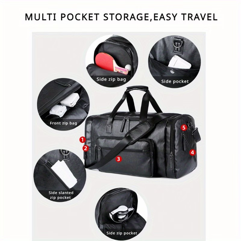 Extra-Large Capacity Men'S PU Travel Bag, Vintage Briefcase, Handheld Shoulder Crossbody Luggage Bag