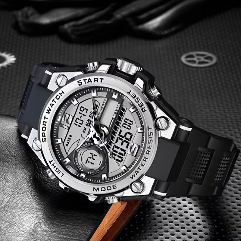 Alloy Bezel Multifunctional Sports Watch Steel Heart Men'S Electronic Watch Women'S Watch Daily Wear Holiday Gift