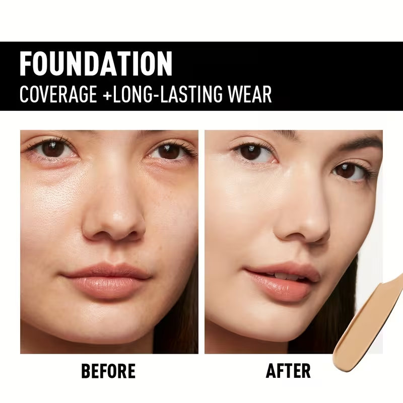 Pro Flawless Liquid Foundation - Full Coverage, Natural Matte Finish, Waterproof, Long-Lasting Concealer for Dark Circles,, Blemishes, and Imperfections - Suitable for All Skin Types and Tones