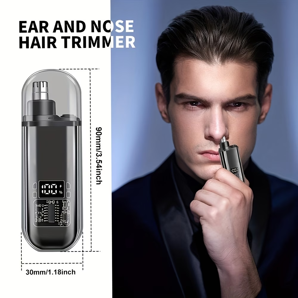 Portable mini electric nose hair trimmer-unisex, LED power display, USB rechargeable ear, nose and eyebrow trimmer, efficient blade, suitable for trimming facial eyebrows, nose and ear body hair, easy to carry and use outside, gift for men