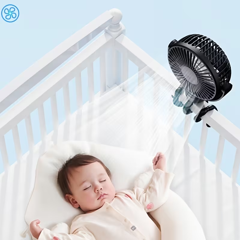 1pc Portable Stroller Fan, Battery-Powered Clip Fan with Detachable Face Cover, 3-Speed Adjustable, USB Rechargeable 360° Desktop Fan, Handheld Fan, Multi-Function Flexible Stand for Various Usage Scenarios