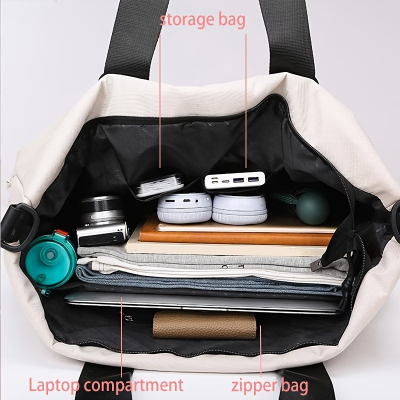 Chic Large Capacity Travel Duffle Bag - Lightweight, Portable Luggage with Shoe Compartment & Wet Pocket for Gym, Fitness, and Overnight Trips - Available in Coffee, Cream, Black - For Men & Women - Perfect for Travel & Fitness Enthusiasts - Ideal