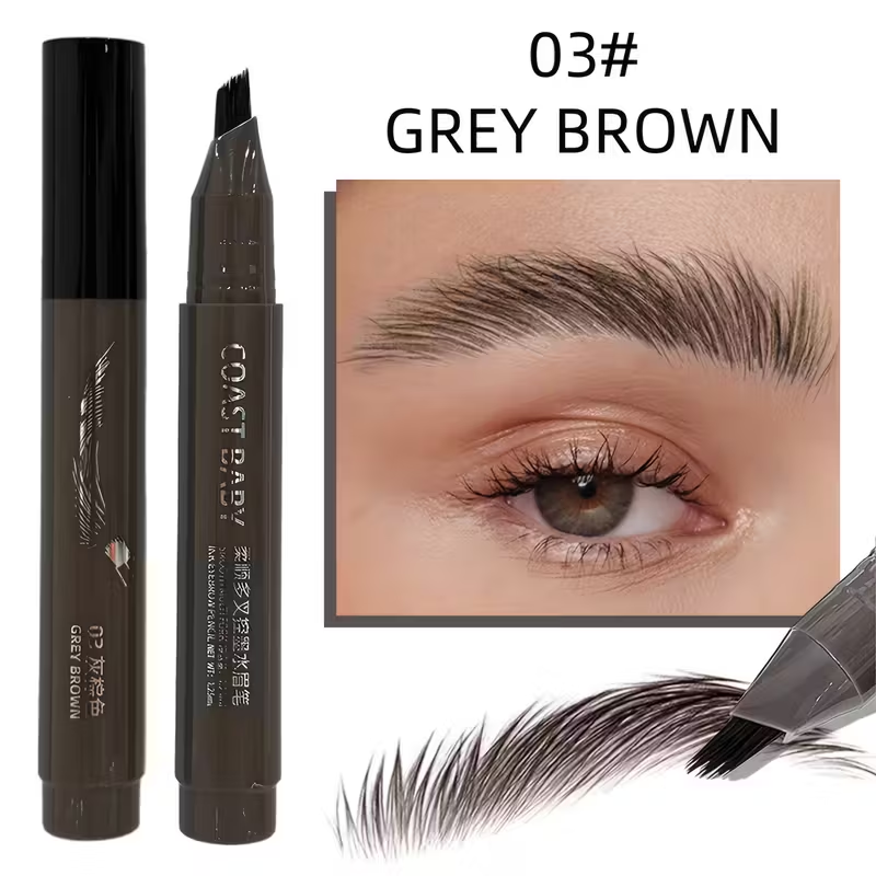 Dual-Effect Quick-Result Waterproof Eyebrow Pencil: Multi-branch Brush Head Design for Defining Each Eyebrow Hair with a Single Stroke + Precise Hairline Filling. Waterproof, Long-lasting Color That Resists Smudging. Three-dimensional Hair-like Flow