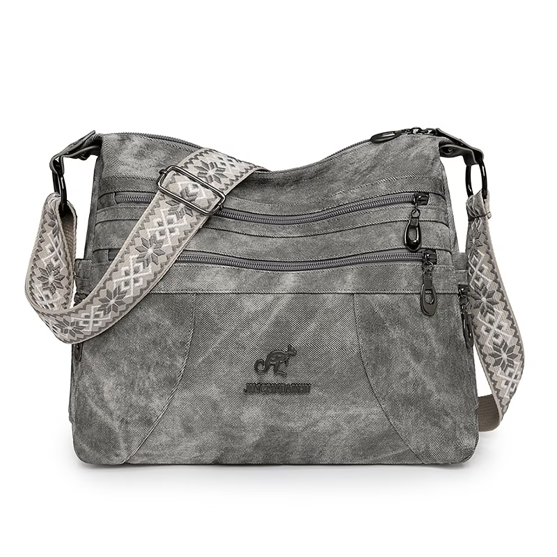 Vintage Style Shoulder Bag for Women, Solid Color, Casual Occasion Handbag with Zipper Closure