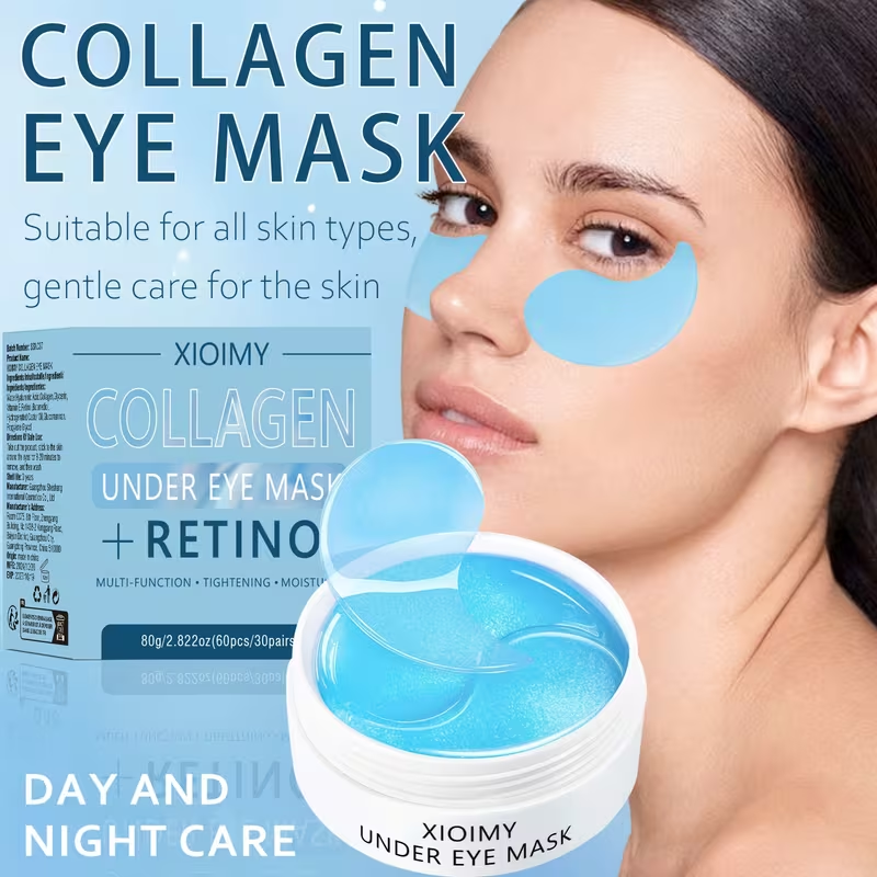 60pcs Collagen and Retinol Eye Mask, Powerful Moisturizing, Deep Moisturizing, Making Eye Skin More Delicate and Firm, Giving Eye Skin Luster, Making Skin More Elastic, Bidding Farewell to Dryness and Dullness, Eye Care, Eye Mask, Eye Patch