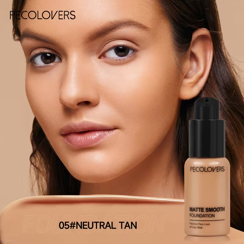 Pro Flawless Liquid Foundation - Full Coverage, Natural Matte Finish, Waterproof, Long-Lasting Concealer for Dark Circles,, Blemishes, and Imperfections - Suitable for All Skin Types and Tones