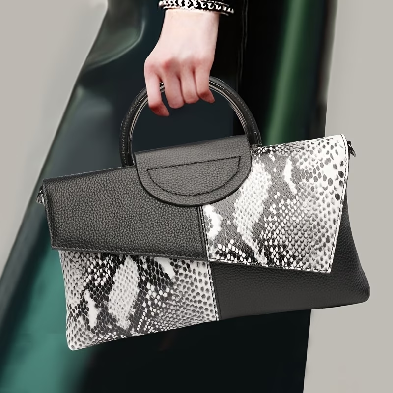 PU Synthetic Faux Leather Women'S Shoulder Crossbody Bag Fashion Alligator Pattern Flap Handbag