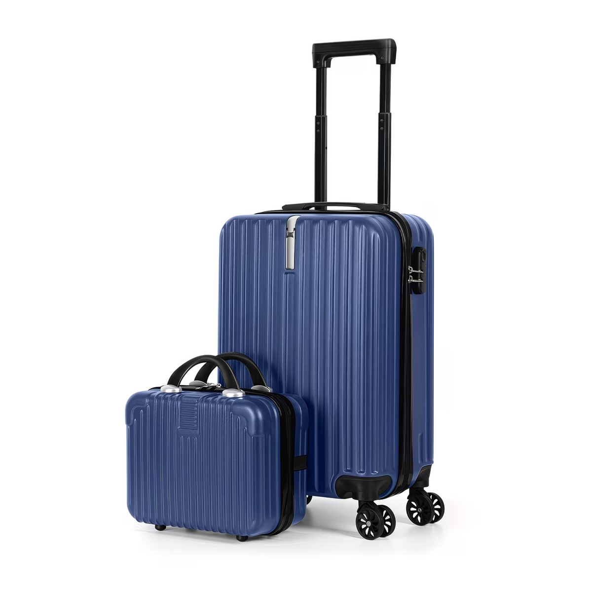 2pcs Luggage Set, 20-Inch Rolling Suitcase & 14-Inch Makeup Bag, Travel Carry-On Trolley Bag with Spinning Wheels & TSA Lock for Business & Leisure Flights. Available In Four Colors.