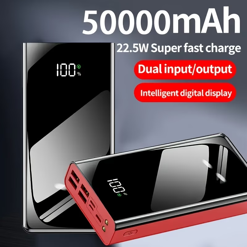 30000mAh/50000mAh/100000mAh Portable Mobile Power Bank | 22.5w Super Flash Charging Digital Display, Outdoor Travel Camping Light, Fast Charging Reserve Battery Pack, Large Capacity, Two-way Fast Charging