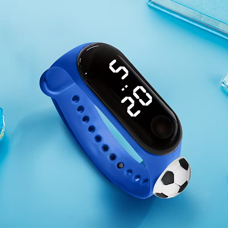 Back to School Electronic Watch for Children, Sports Wristband for Primary And Middle School Students, LED Display, Featuring a Football Pattern for Boys And Girls (ZQM3)
