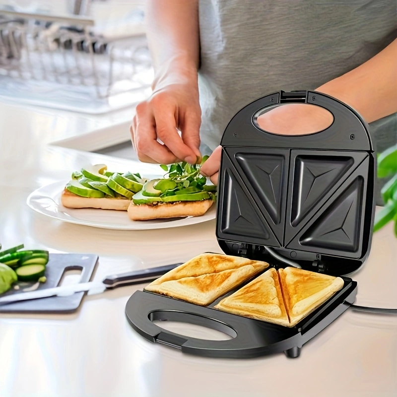 Electric Sealed Sandwich Maker Grill with Nonstick Plates, Makes Stuffed French Toast, Omelets, Compact & Easy to Store, Black