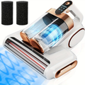3-minute Fast Charging Cordless Mattress Vacuum Cleaner, 16Kpa Suction Power, 253.7nm UV Light And 80, 000 RPM Sonic Technology, Portable Double Cup Handheld USB Rechargeable, Suitable for Beds, Fabric Sofas, Carpets, Mother's Day Gift