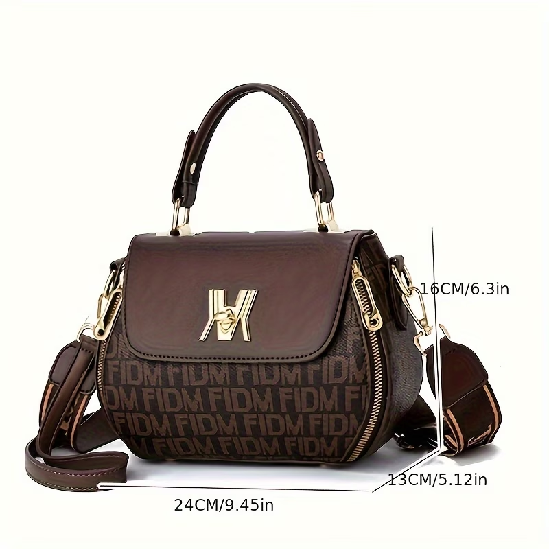 Vintage Letter Print Satchel Bag, Classic Colorblock Shoulder Handbag, Synthetic with Feature, Adjustable Strap, Zipper Closure, Polyester Lining, Paint Detail, Occasion-Ready