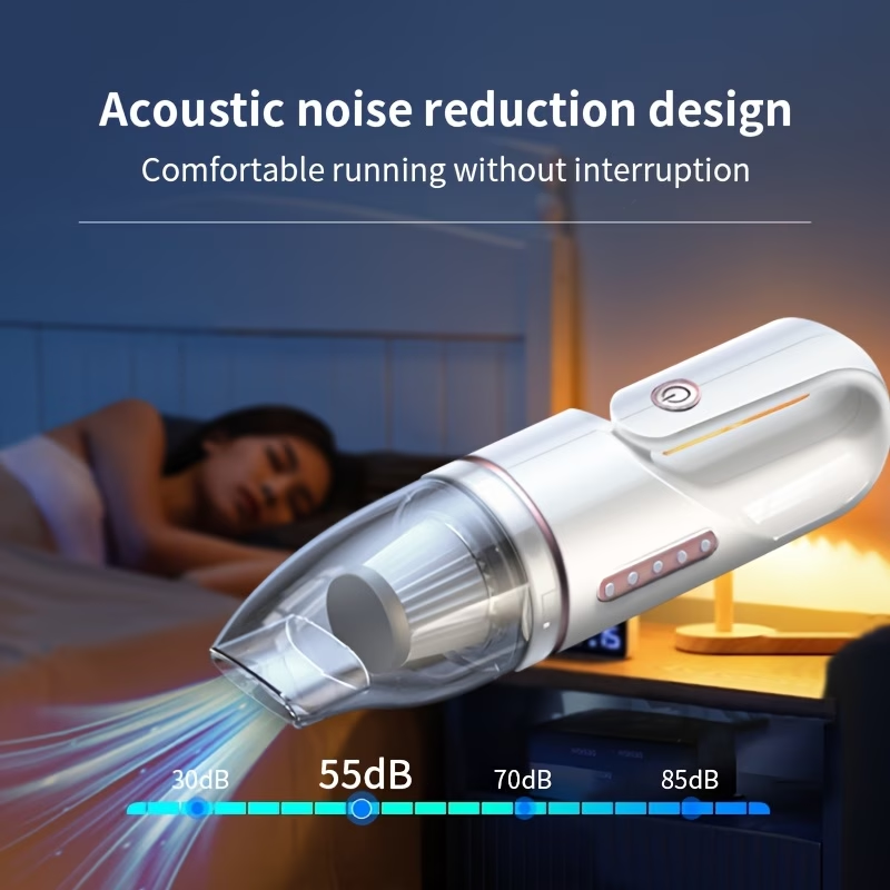 High-power Mini Handheld Car Vacuum Cleaner| Easy To Clean Pet And Car Dust, Low Noise, Multiple Accessories, Super Suction And Portable Cleaning Vacuum Cleaner, No Need For Batteries To Clean, Without Battery