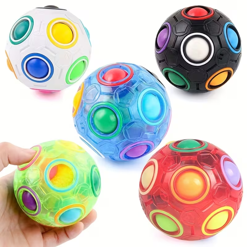 Candy-Colored Rainbow Ball, 12-Hole Press-To-Release Anti-Anxiety Novelty Stress Relief Toy, Perfect Christmas And Halloween Gift
