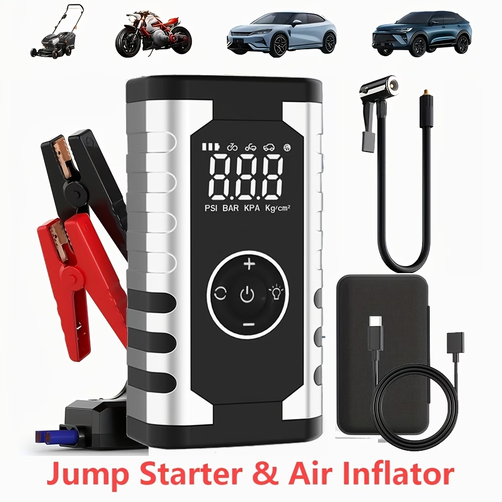 Portable Tire Inflator with Digital Pressure Gauge | 180 PSI, Rechargeable Battery, LED Light, Cordless, Suitable for Cars, Motorcycles, Bicycles, and Balls