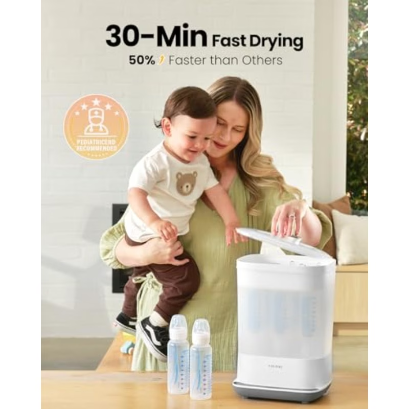 TURAOHU Bottle Sterilizer, 6-In-1 Bottle Sterilizer And Dryer, Electric Steam Bottle Sanitizer for Stuffs, Bottles And Breast Pump Additions