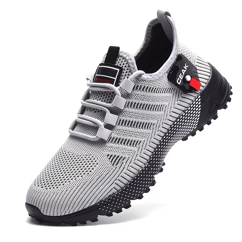 Lightweight Low-Top Training Shoes Men'S Breathable Mesh Sneakers with EVA Cushioning for Running, Hiking, Gym & Casual Wear Durable Traction Footwear All-Season Comfort, Hiking Footwear, Sleek Sporty Design & Red Accents