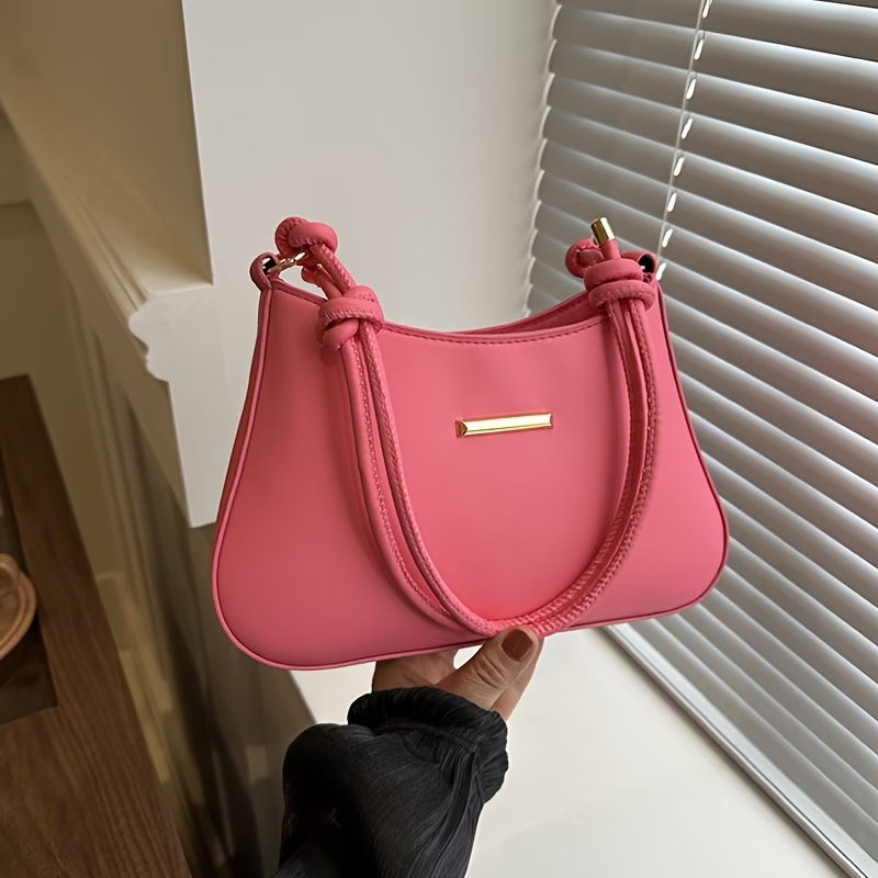Women'S Shoulder Bag - Stylish Underarm Square Bag, Elegant Temperament Handbag, Large-Capacity Commuting Crossbody Bag, Candy-Colored Versatile Square Bag, Artificial Synthetic Faux Leather Material