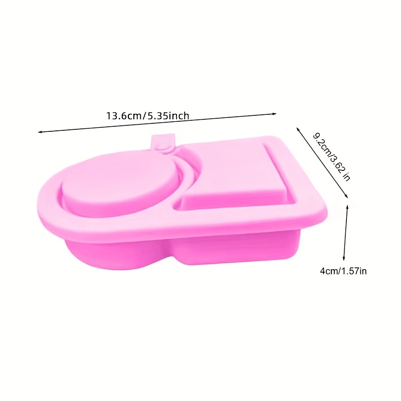 Food-grade silicone dip container with portable lid, reusable double compartment seasoning box, silicone snack box