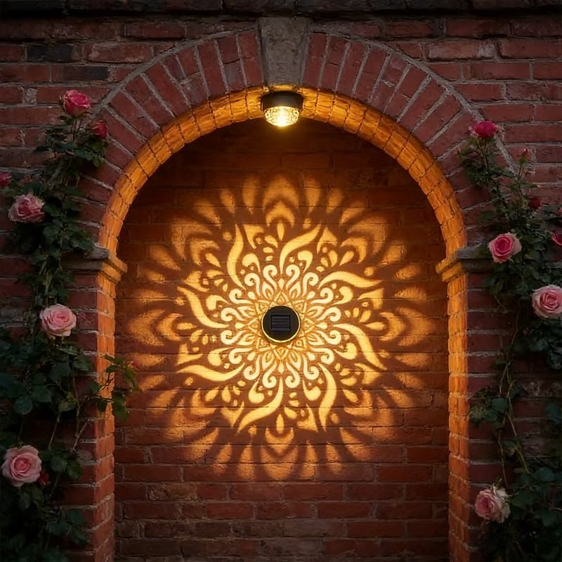 Mandala Pattern Solar Wall Light | Suitable for Gardens, Terraces, Stairs, Courtyards, Backyards, And Front Doors LED Lighting Fixture - Perfect Choice for Christmas, Halloween Parties, Garden Decoration, And Christmas Gifts