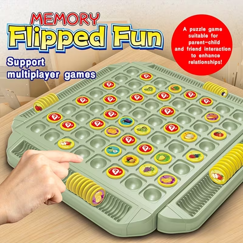 Toy Puzzle Fruit Flip Memory Chess Board Game, Flip Memory Battle Game, Exercising Hand-Eye Coordination Memory And Concentration Educational Toy, Suitable for 2-4 People to Play
