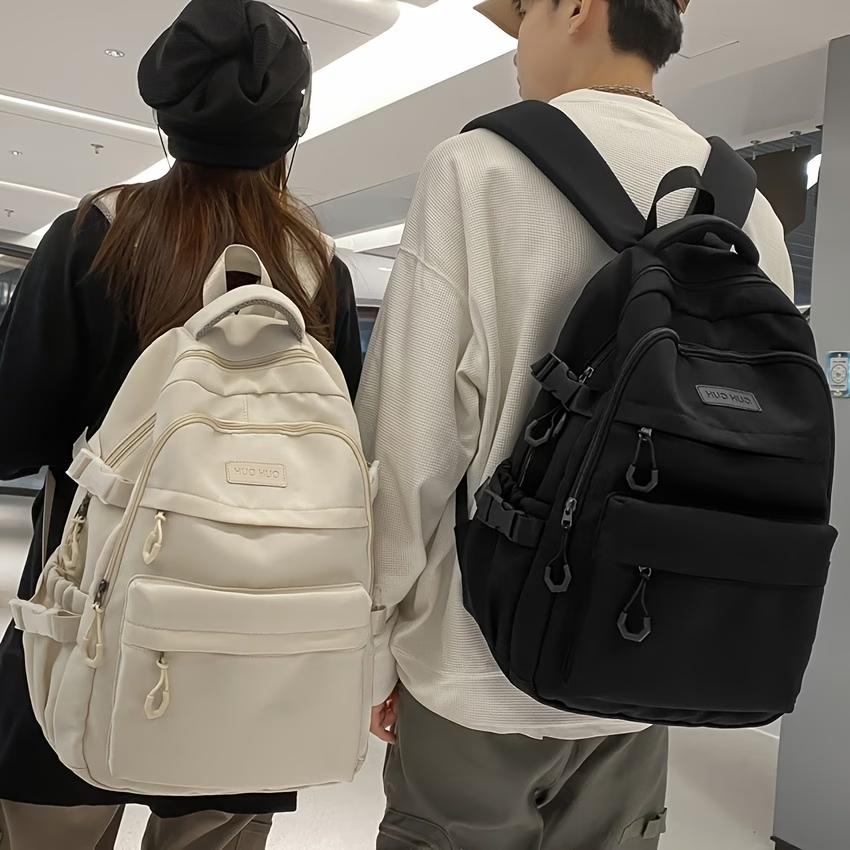 Solid Color Casual Versatile Large-Capacity Backpack, Lightweight Backpack for Outings and Travel, Daily Commute Laptop Backpack, Women's Holiday Backpack