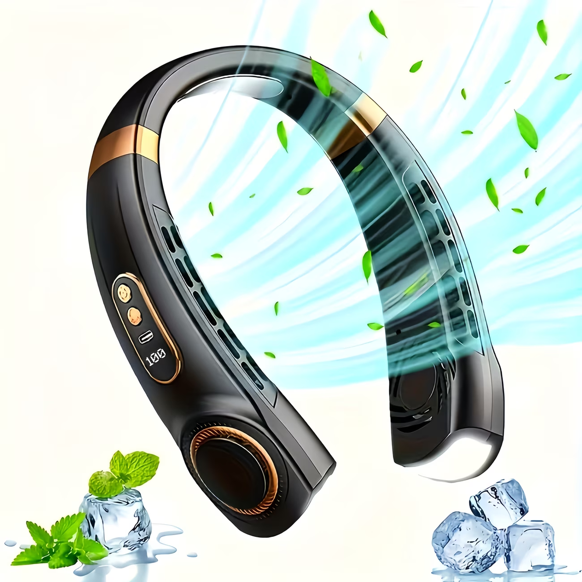 1pc Portable Wearable Neck Fan - Personal Fans for Outdoor And Indoor Use, Hands-Free, Leafless, Rechargeable, Headphone Design, USB Charging Device with Long-Lasting Battery Life And Adjustable Speed