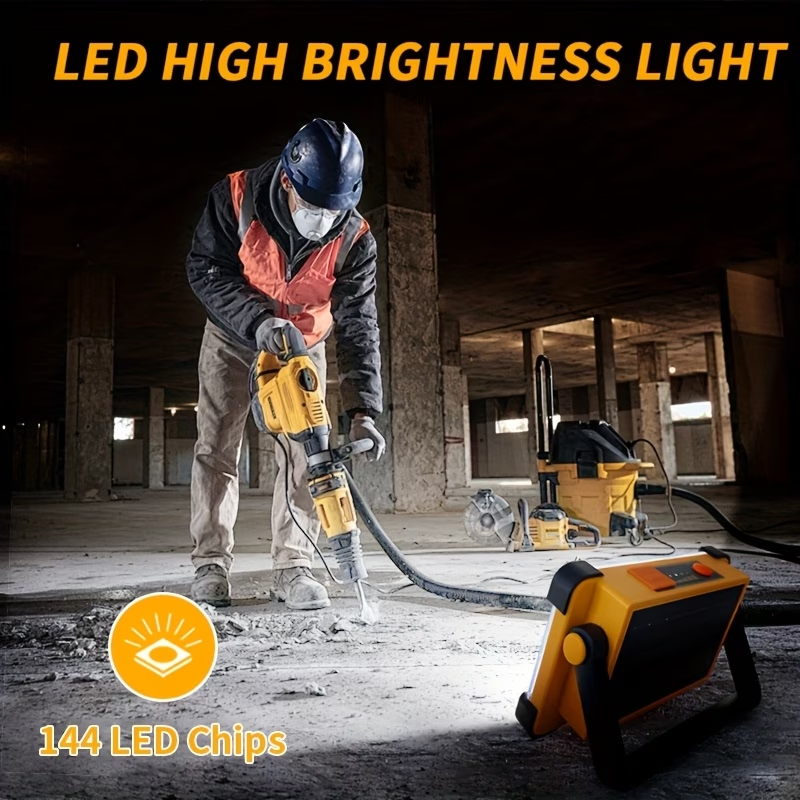 1pc 144 LED Bead 8-Grid Emergency Light, Solar-Powered Searchlight with 5 Lighting Modes, USB Charging Function, Long-Lasting Battery, IP66, Portable Floodlight, Transparent Grid Surface Design with Black/Yellow Handle, Magnetic Base Emergency