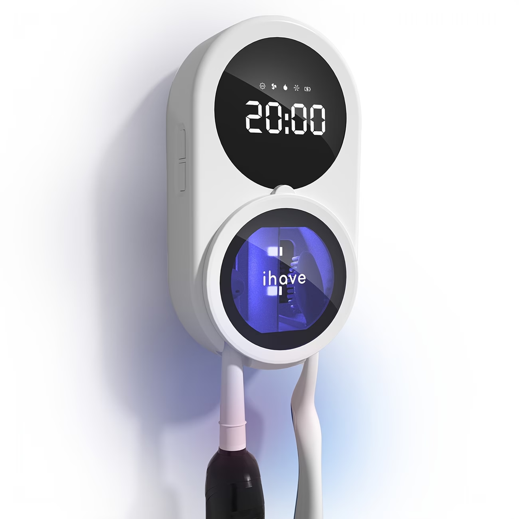TURAOHU Toothbrush Sanitizers with Negative Ions, Featuring a Dual-Slot Design for Heated And Fan Drying, a Portable Rechargeable UV Holder, an LED Smart Display, And a Wall-Mounted Option for Bathrooms