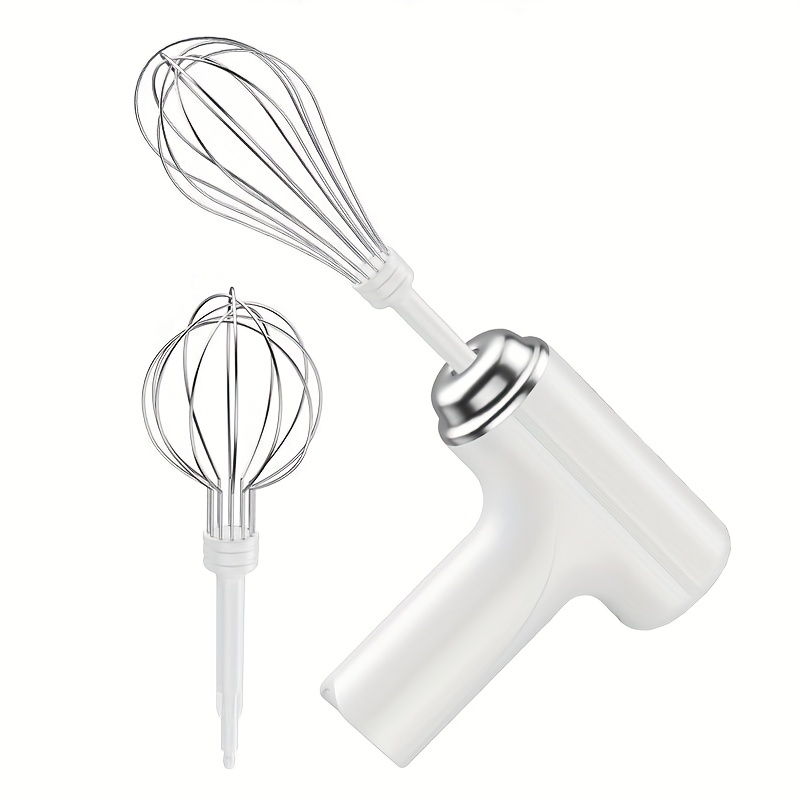 Electric handheld mini mixer with 2 detachable beaters and 3 speed modes.