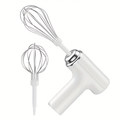 Electric handheld mini mixer with 2 detachable beaters and 3 speed modes.