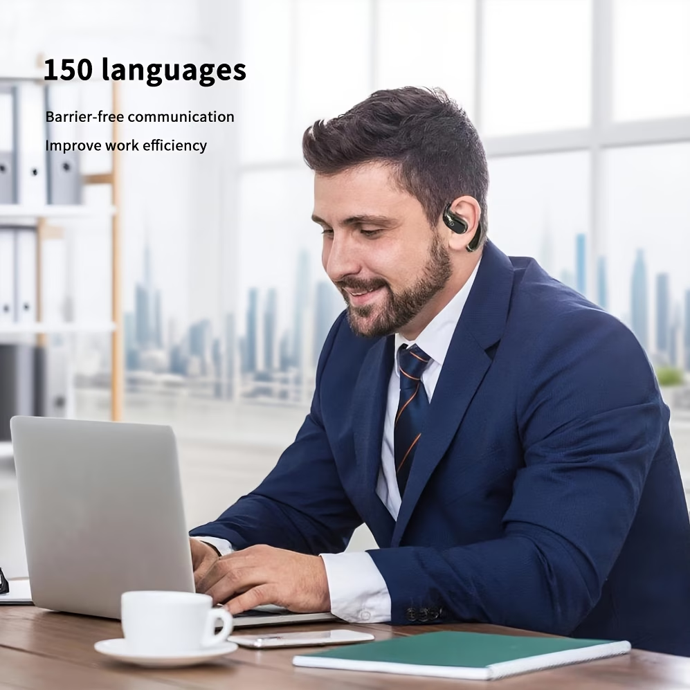AI Real-Time Translation Earbuds Noise Cancelling & Charging Case, Smart Translator for Smartphones - Compatible, -C Charging, Ideal for Travel, Business & Meetings