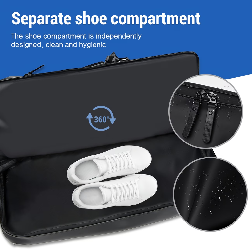 Travel Bag for Fitness, Made of PU, Foldable Sports Luggage with a Compartment for Shoes And a Wet Pocket, Ideal for Workouts, Weekend Sports, Lightweight Handbag for Everyday Use, Carry-On Luggage