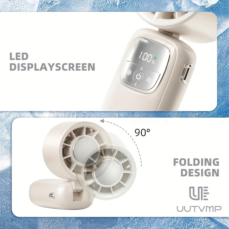 Superconducting ice-ceramic cooling handheld fan, rechargeable, with a 4000mAh high-capacity battery for long battery life, stylish design, a must-have cooling device for summer.