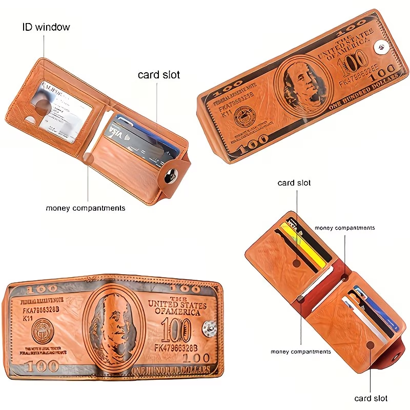 Men'S USD Bill Cash Box, 8.66inch When Unfolded, Credit Card Photo Album, Transparent ID Window, Ultra-Thin Card Holder Design, Lightweight And Portable Storage, Business Travel Essential, Applicable to 99 Regions