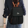 Fashionable Large Capacity Women'S Backpack | Lightweight, Adjustable Shoulder Straps, Durable Lining, Zipper Closure, Black with White Logo, Perfect for Travel & Daily Commute, Secure Zipper Closure